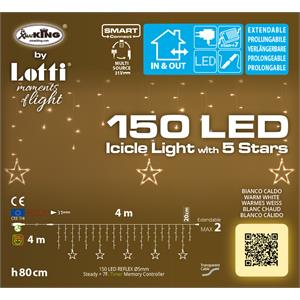 TENDA LUMINOSA - STELLE ICE LIGHT 150 LED - 4 MT - LUCE BIANCA CALDA in Natale