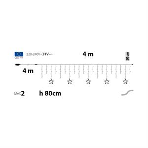 TENDA LUMINOSA - STELLE ICE LIGHT 150 LED - 4 MT - LUCE BIANCA CALDA in Natale