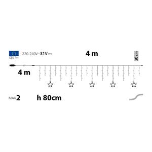 TENDA LUMINOSA - STELLE ICE LIGHT 150 LED - 4 MT - LUCE BIANCA CALDA E FREDDA in Natale