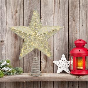 PUNTALE STELLA DIAMETRO 25 CM CON 23 MICROLED A BATTERIA BIANCO CALDO PER ALBERO DI NATALE in Natale