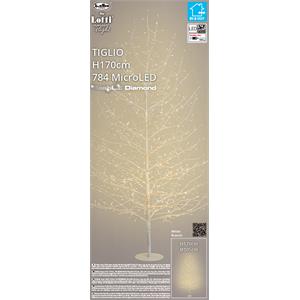 ALBERO LUMINOSO LED CON RAMI SECCHI - TIGLIO BIANCO - LED BIANCO CALDO - H170 CM 784 MICROLED in Natale
