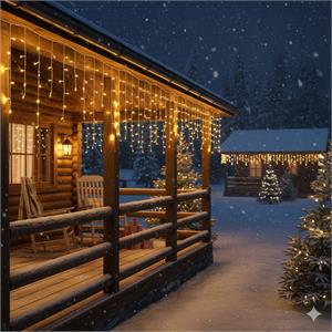 TENDA LUMINOSA LED ICE LIGHT 20,16XH0,6 MT - 480 LED - BIANCO CALDO in Natale