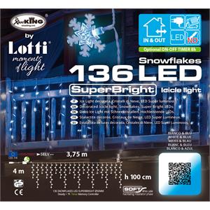 TENDA LUMINOSA - LUCI A CASCATA ICE LIGHT 136 CRISTALLI SB LED - 3,75MT in Natale