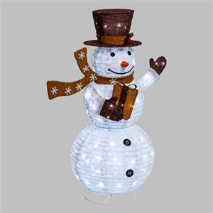 PUPAZZO DI NEVE LUMINOSO 3D H125 CM - RIPIEGABILE SALVASPAZIO - 120 LED SERIE FFB BIANCO in Natale