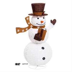 PUPAZZO DI NEVE LUMINOSO 3D H125 CM - RIPIEGABILE SALVASPAZIO - 120 LED SERIE FFB BIANCO in Natale