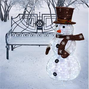 PUPAZZO DI NEVE LUMINOSO 3D H90 CM - RIPIEGABILE SALVASPAZIO - 90 LED SERIE FFB BIANCO in Natale