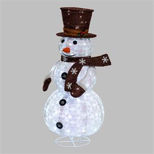 PUPAZZO DI NEVE LUMINOSO 3D H90 CM - RIPIEGABILE SALVASPAZIO - 90 LED SERIE FFB BIANCO in Natale