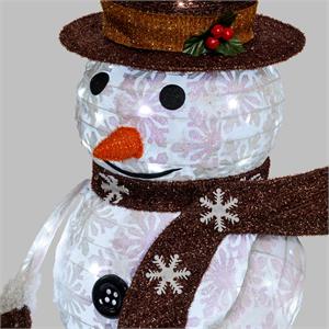 PUPAZZO DI NEVE LUMINOSO 3D H90 CM - RIPIEGABILE SALVASPAZIO - 90 LED SERIE FFB BIANCO in Natale