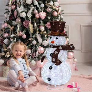 PUPAZZO DI NEVE LUMINOSO 3D H90 CM - RIPIEGABILE SALVASPAZIO - 90 LED SERIE FFB BIANCO in Natale