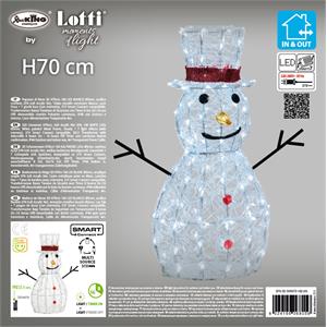 PUPAZZO DI NEVE LUMINOSO 3D H70CM 160 LED SERIE SFN in Natale
