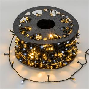 BOBINA LUCI LED PER ALBERI DI NATALE ESTERNO INTERNO 1000 MAXI LED BIANCO CALDO + FLASH FREDDO 100MT in Natale