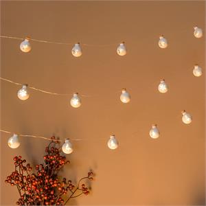 CATENA LUMINOSA A BATTERIA - 12 SFERE IN VETRO BIANCO OPACO Ø25 MM in Natale