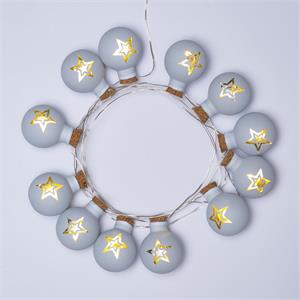CATENA LUMINOSA A BATTERIA - 12 SFERE IN VETRO BIANCO OPACO Ø25 MM in Natale