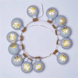CATENA LUMINOSA A BATTERIA - 12 SFERE IN VETRO BIANCO OPACO Ø25 MM in Natale
