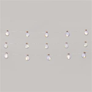 CATENA LUMINOSA A BATTERIA - 12 SFERE IN VETRO BIANCO OPACO Ø25 MM in Natale