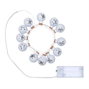 CATENA LUMINOSA A BATTERIA - 12 SFERE IN VETRO BIANCO OPACO Ø25 MM in Natale