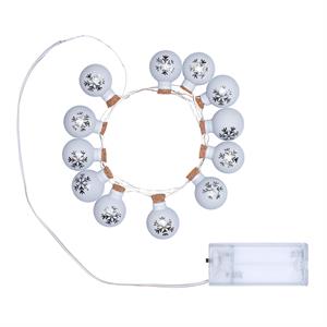 CATENA LUMINOSA A BATTERIA - 12 SFERE IN VETRO BIANCO OPACO Ø25 MM in Natale