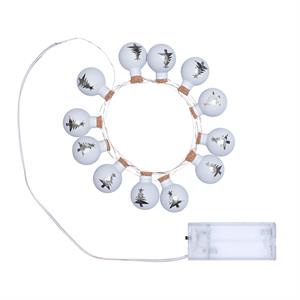 CATENA LUMINOSA A BATTERIA - 12 SFERE IN VETRO BIANCO OPACO Ø25 MM in Natale