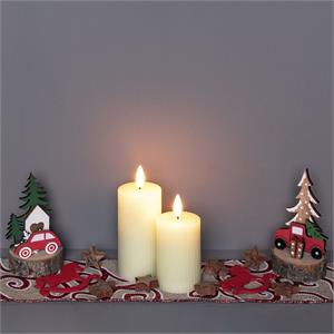 SET 2 CANDELE CILINDRICHE 3D RIBBED AVORIO  DIAMETRO 5 CM H7,5 10 CM – TIMER 8H in Natale