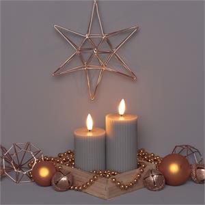 SET 2 CANDELE CILINDRICHE 3D RIBBED TAUPE  DIAMETRO 5 CM H7,5 10 CM – TIMER 8H in Natale