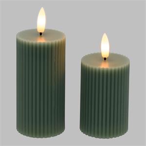 SET CANDELE NATALIZIE LOTTI VERDE MUSCHIO – 2 CANDELE LED A BATTERIA in Natale