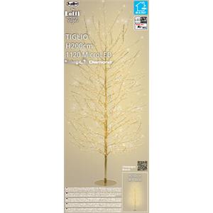 ALBERO LUMINOSO LED CON RAMI SECCHI - TIGLIO CHAMPAGNE - LED BIANCO CALDO - H200 CM 1120 MICROLED in Natale