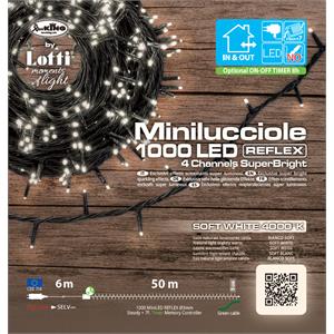 CATENA LUMINOSA 50 MT - LUCI ALBERO DI NATALE ESTERNO E INTERNO - 1000 MINILED - BIANCO CALDO in Natale