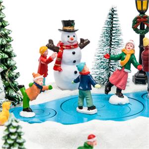 VILLAGGIO DI NATALE INNEVATO LOTTI CON LED MUSICA E MOVIMENTO ROTANTE – 15,5 CM in Natale