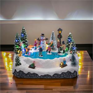 VILLAGGIO DI NATALE INNEVATO LOTTI CON LED MUSICA E MOVIMENTO ROTANTE – 15,5 CM in Natale