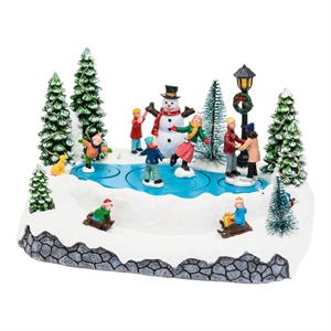 VILLAGGIO DI NATALE INNEVATO LOTTI CON LED MUSICA E MOVIMENTO ROTANTE – 15,5 CM in Natale