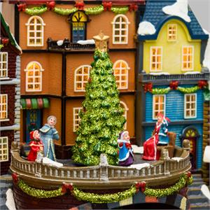 VILLAGGIO DI NATALE IN MOVIMENTO CON STAZIONE, TRENINO E ALBERO ROTANTE - LUCI LED E MUSICHE in Natale