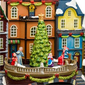 VILLAGGIO DI NATALE IN MOVIMENTO CON STAZIONE, TRENINO E ALBERO ROTANTE - LUCI LED E MUSICHE in Natale