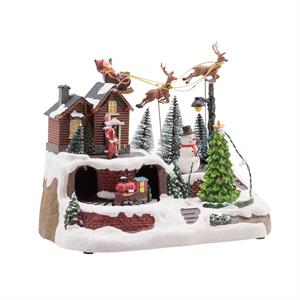 VILLAGGIO DI NATALE IN MOVIMENTO CON SLITTA VOLANTE E TRENINO ROTANTE - LUCI LED E MUSICHE in Natale