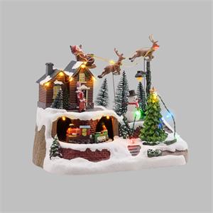 VILLAGGIO DI NATALE IN MOVIMENTO CON SLITTA VOLANTE E TRENINO ROTANTE - LUCI LED E MUSICHE in Natale