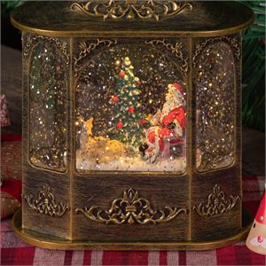 LANTERNA NATALIZIA A BATTERIA - ESAGONALE - BRUNITA - CON GLITTER - LED BIANCO CALDO in Natale