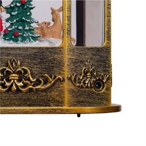 LANTERNA NATALIZIA A BATTERIA - ESAGONALE - BRUNITA - CON GLITTER - LED BIANCO CALDO in Natale