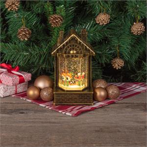 CASETTA NATALIZIA A BATTERIA - BRUNITA - CON GLITTER, MUSICA E LED BIANCO CALDO in Natale