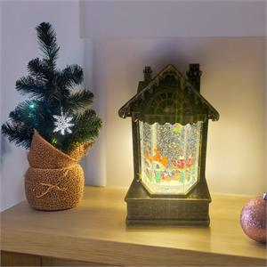 CASETTA NATALIZIA A BATTERIA - BRUNITA - CON GLITTER, MUSICA E LED BIANCO CALDO in Natale