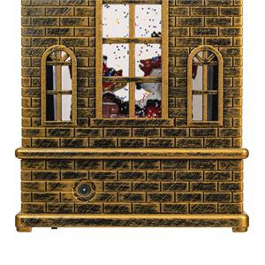 CASETTA NATALIZIA A BATTERIA - BRUNITA - CON GLITTER, MUSICA E LED BIANCO CALDO in Natale