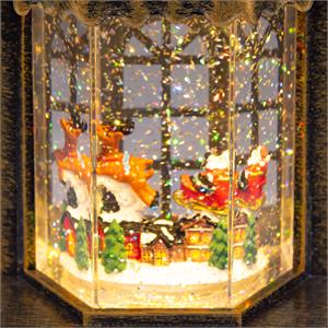 CASETTA NATALIZIA A BATTERIA - BRUNITA - CON GLITTER, MUSICA E LED BIANCO CALDO in Natale