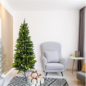 ALBERO DI NATALE CON LUCI INCORPORATE SLIM 150CM 200LED BIANCO CALDO LS in Natale