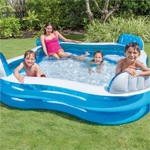 PISCINA GONFIABILE CON 4 SEDUTE FAMILY - INTEX  - 229x229x66 in Arredamento giardino