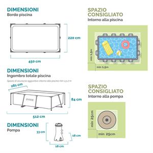 PISCINA FUORITERRA INTEX RECTANGULAR FRAME 450x220x84 ACCIAIO RETTANGOLARE in Arredamento giardino