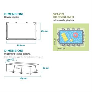PISCINA FUORITERRA INTEX RECTANGULAR FRAME 220x150x60 ACCIAIO RETTANGOLARE in Arredamento giardino
