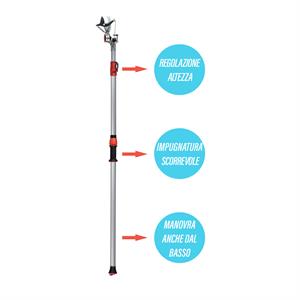 SVETTATOIO TELESCOPICO PROFESSIONALE 200-365 CM CON TESTA ORIENTABILE in Giardinaggio