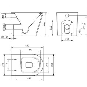 VASO WC TOILETTE IGIENICA, TONDA A FILO PARETE - ZADA in Bagno e arredo bagno