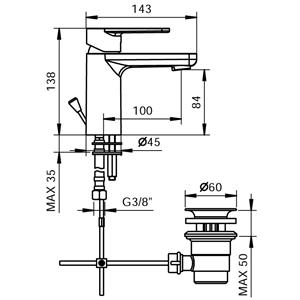MISCELATORE LAVABO PICCOLO MONOCOMANDO SERIE MAIBEL in Bagno e arredo bagno