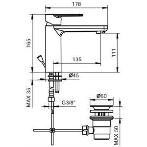 MISCELATORE LAVABO MEDIO MONOCOMANDO SERIE MAIBEL in Bagno e arredo bagno