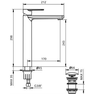 MISCELATORE LAVABO ALTO MONOCOMANDO SERIE MAIBEL in Bagno e arredo bagno