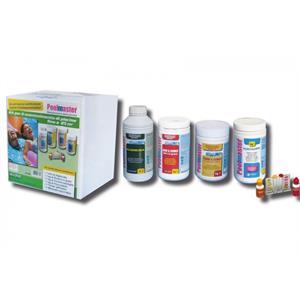 KIT PULIZIA PISCINA CON ANTIALGHE, DICLORO, TRICLORO, FLOCCULANTE, TESTER PH/CLORO - POOLMASTER MAINTAIN KIT in Arredamento giardino